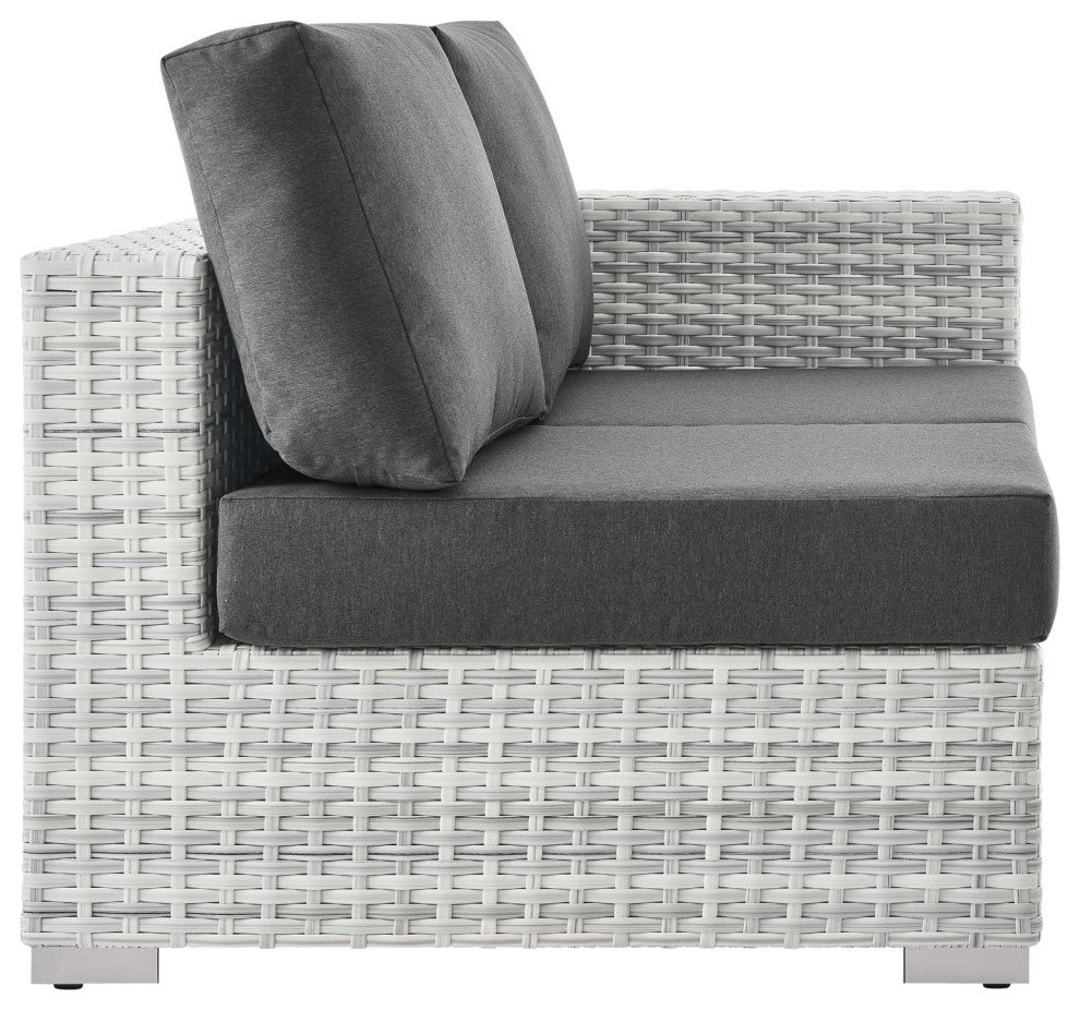 Lounge Loveseat Sofa, Rattan, Wicker, Gray, Modern, Outdoor Patio Bistro