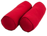 20"X8" Double-Corded Solid Twill Bolster Pillows With Inserts, Set of 2, Red