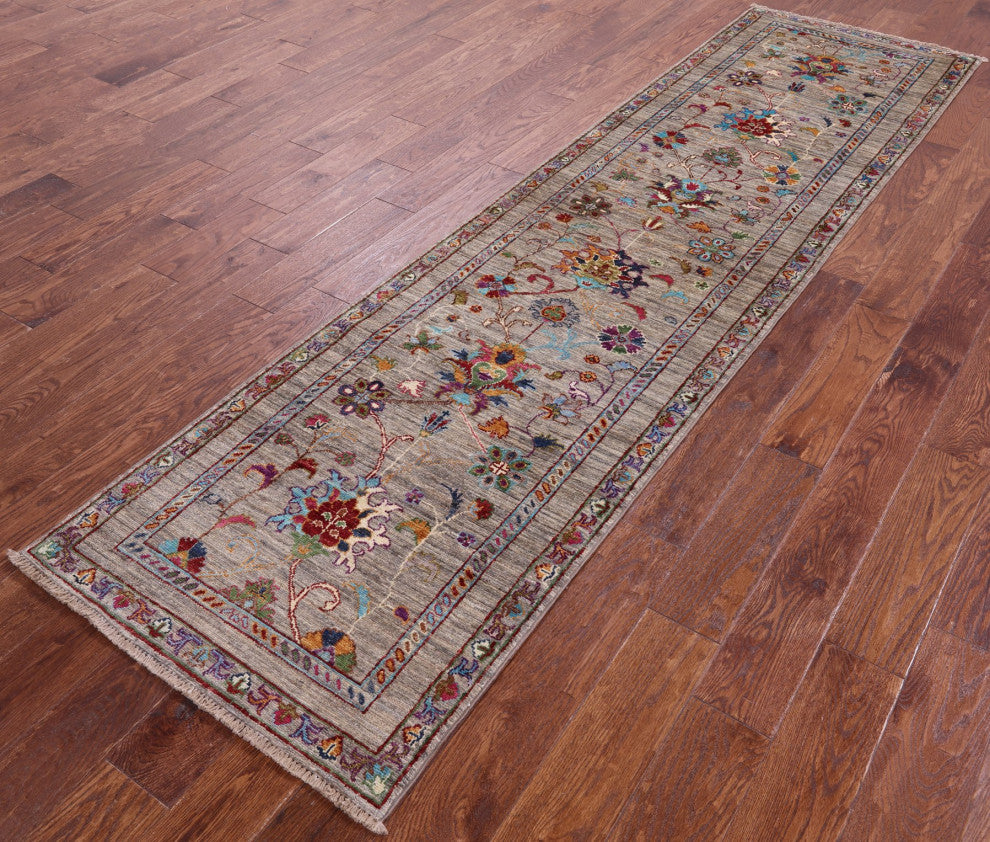 Persian Tabriz Hand Knotted Wool Runner Rug 2' 7" X 9' 10" - Q12168