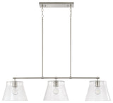 Baker Three Light Island Pendant, Brushed Nickel