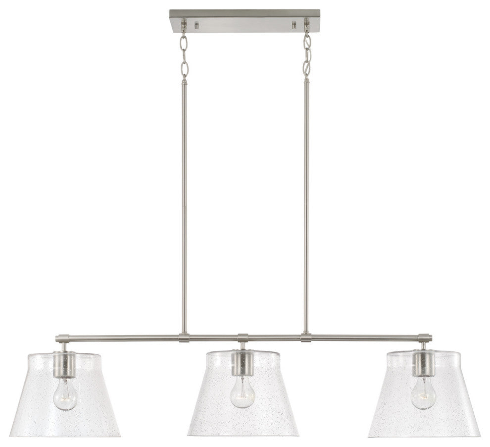 Baker Three Light Island Pendant, Brushed Nickel