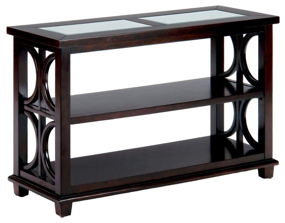 Panama Brown Contemporary Wood and Glass Sofa Table