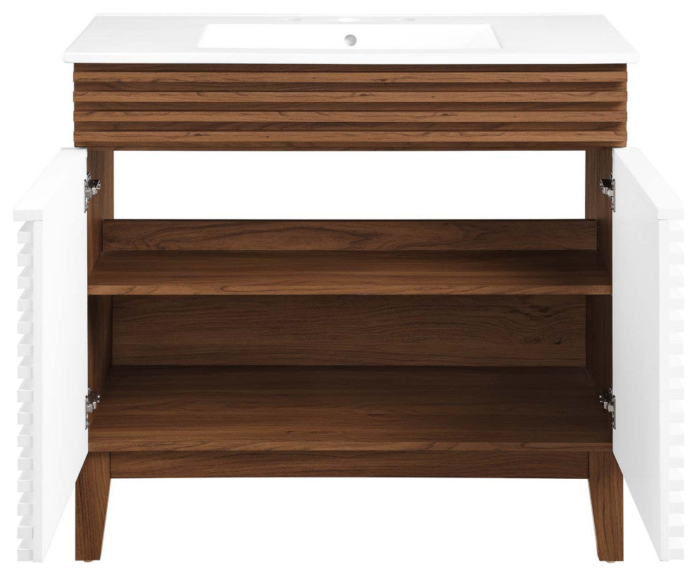 Render 36" Bathroom Vanity, White Walnut White