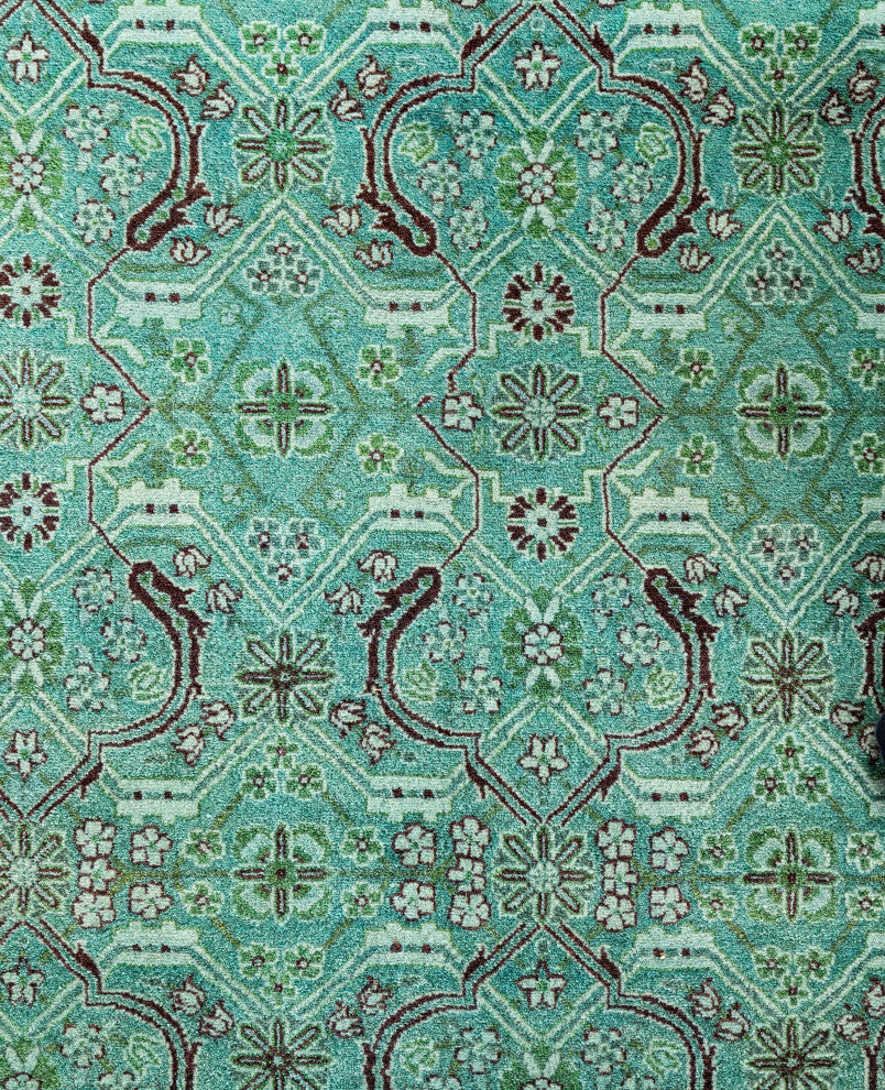 Overdyed One-of-a-Kind Hand-Knotted Area Rug Green, 6' 2" x 9' 1"