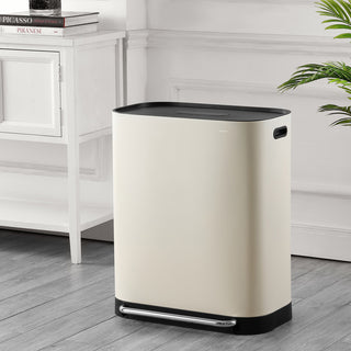 Kitchen 16-Gallon Double-Bucket Step Trash Can With Odor Filter and Lid Support