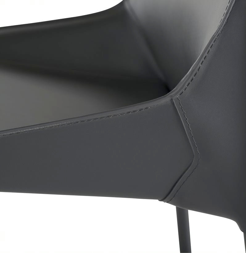 Leather Dining Chair, Modern Dining Chair, Armless Side Chair, Dark Grey