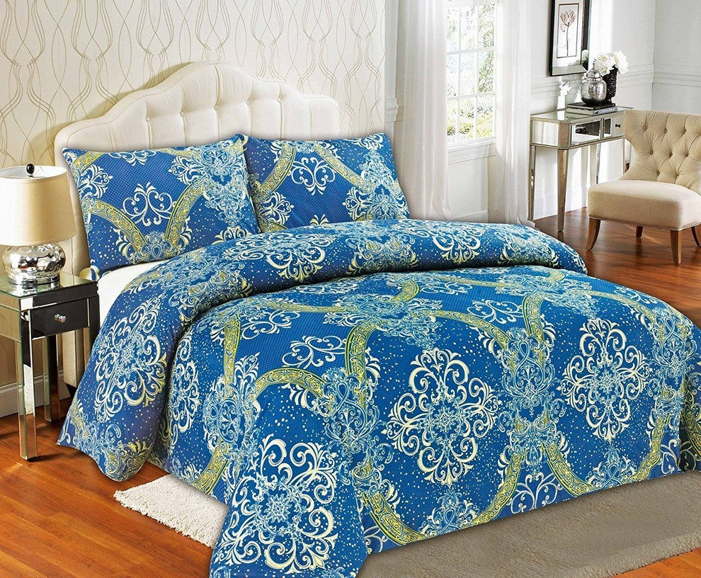 Tache Duvet Covers, Zipper and Ties, Navy Blue Damask, Twin