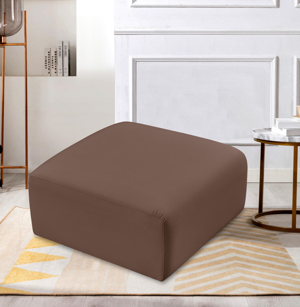 Arc Upholstered Modular Component, Brown, 1-Piece: Ottoman, Vegan Leather