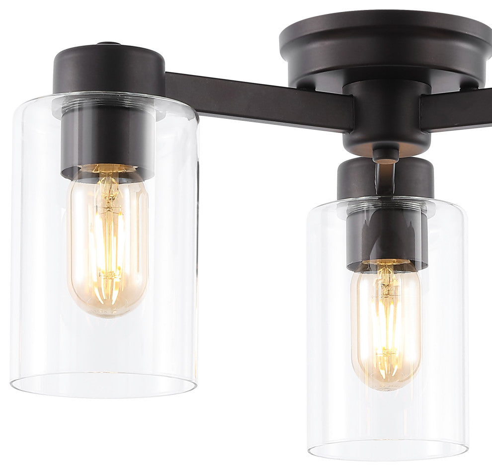 Orville 17" 3-Light Farmhouse Iron LED Semi Flush Mount, Oil Rubbed Bronze/Clear