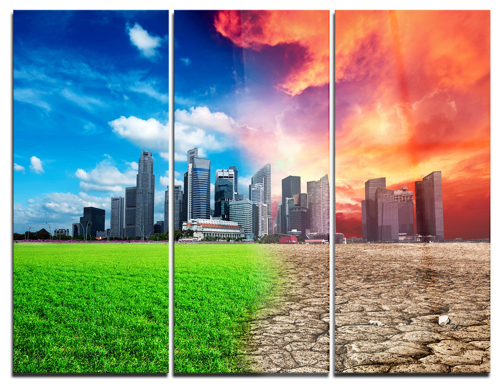 "Global Warming" Digital Glossy Metal Wall Art, 3 Panels, 36"x28"