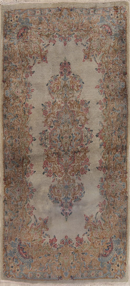 Consigned, Oriental Hand-Knotted Vintage Persian Style Rug, Brown, 5'1"X3'0"