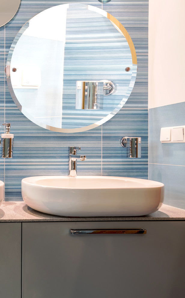 Frameless Round Beveled Edge Tilt Mirror, Oil Rubbed Bronze