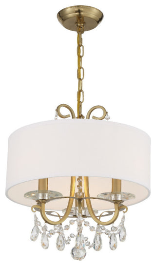 Othello 3 Light Chandelier in Vibrant Gold with Hand Cut Crystal
