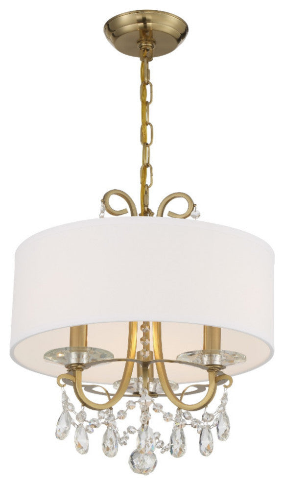 Othello 3 Light Chandelier in Vibrant Gold with Hand Cut Crystal