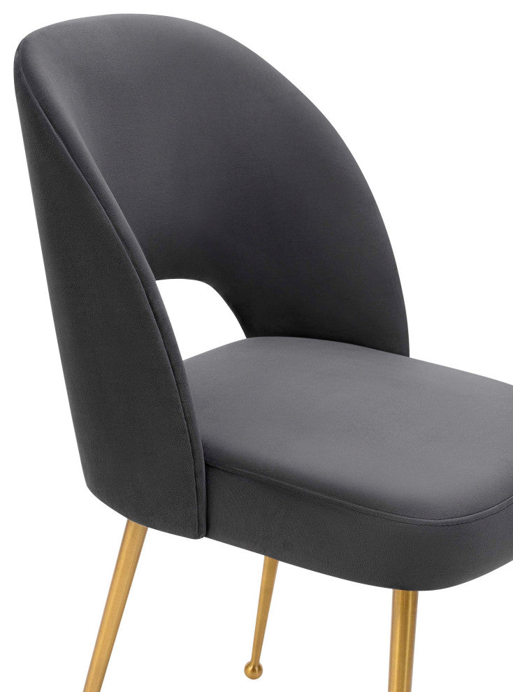 Swell Velvet Chair, Dark Gray