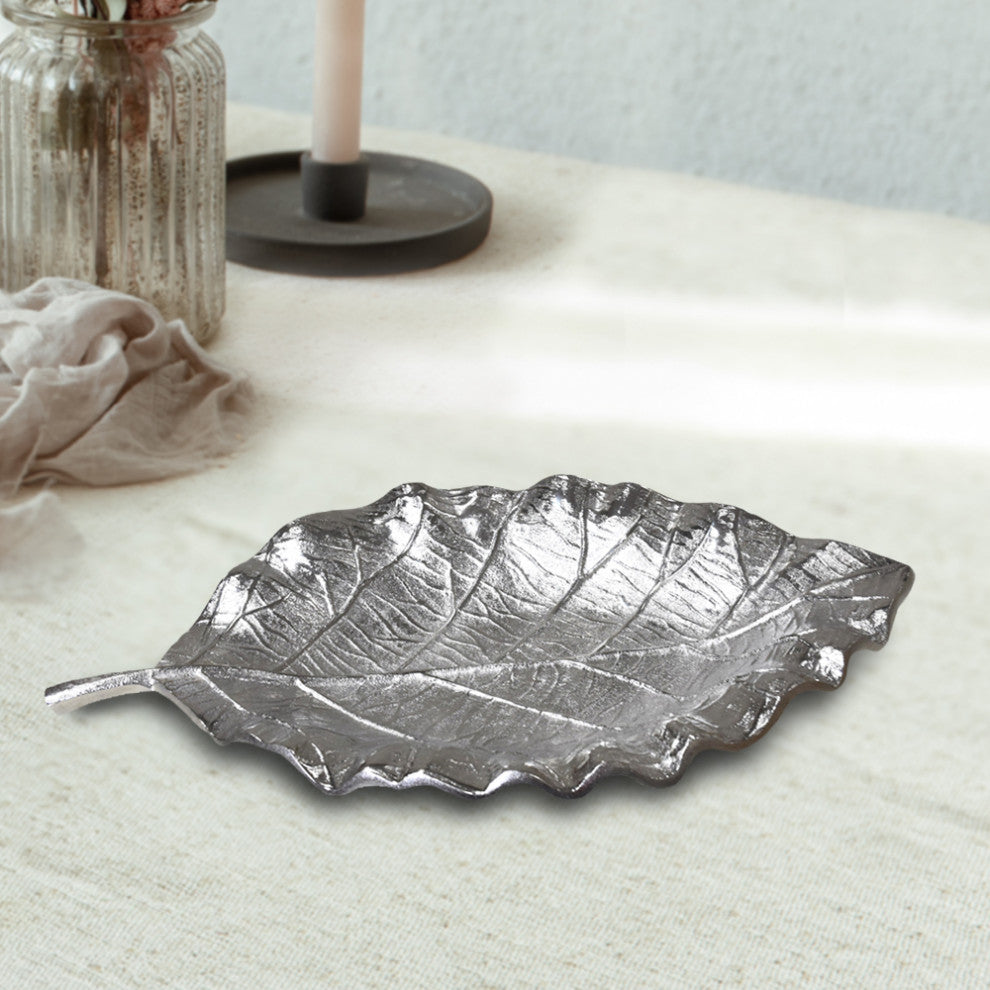 Handmade Decorative Aluminium Tray, Silver Color Coated