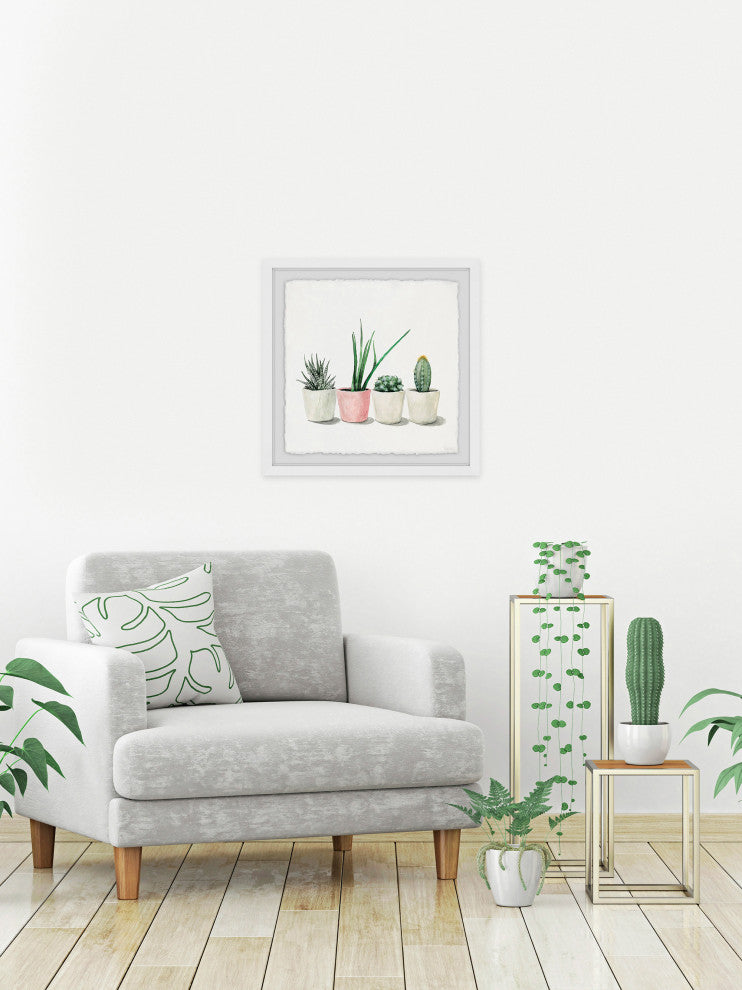 "Potted Succulents" Framed Painting Print