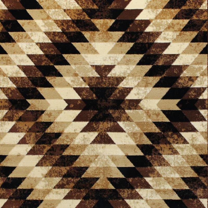 Teagan Collection Southwestern Area Rug - Olefin Rug with Jute Backing, Brown, 6' X 9'