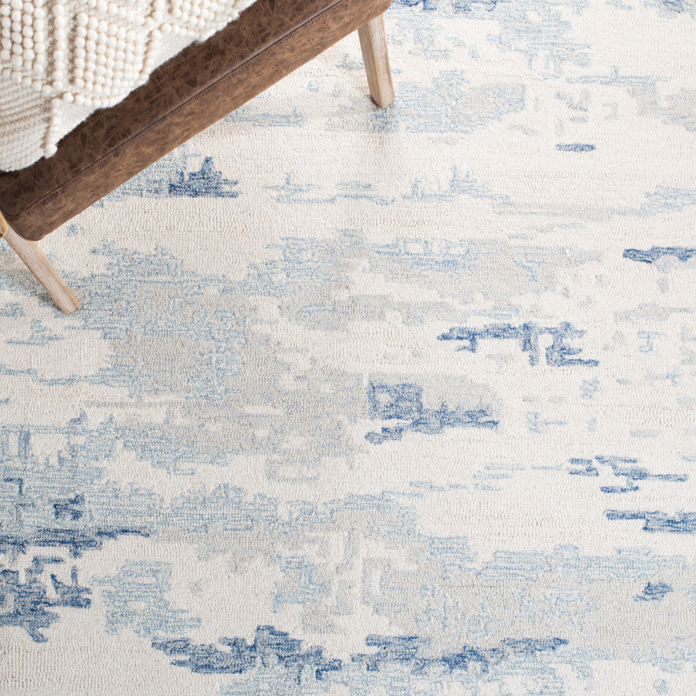Safavieh Couture Abstract Collection, ABT465 Rug, Ivory/Blue, 8'x10'