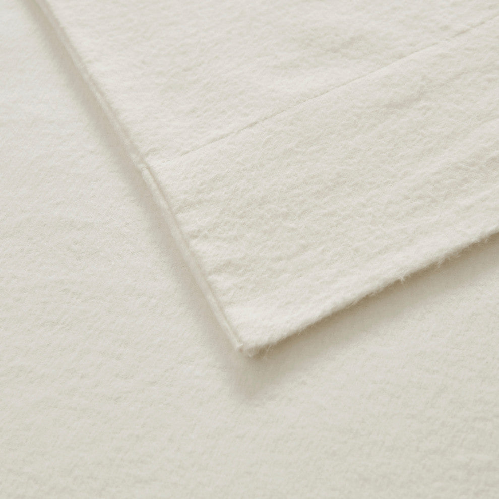Beautyrest Oversized Flannel 4 Piece Sheet Set, Ivory Solid