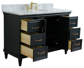 49" Single Sink Vanity, Dark Gray Finish With White Carrara Marble