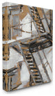 Abstract Fire Escape Gold Silver City Painting, 24"x30"
