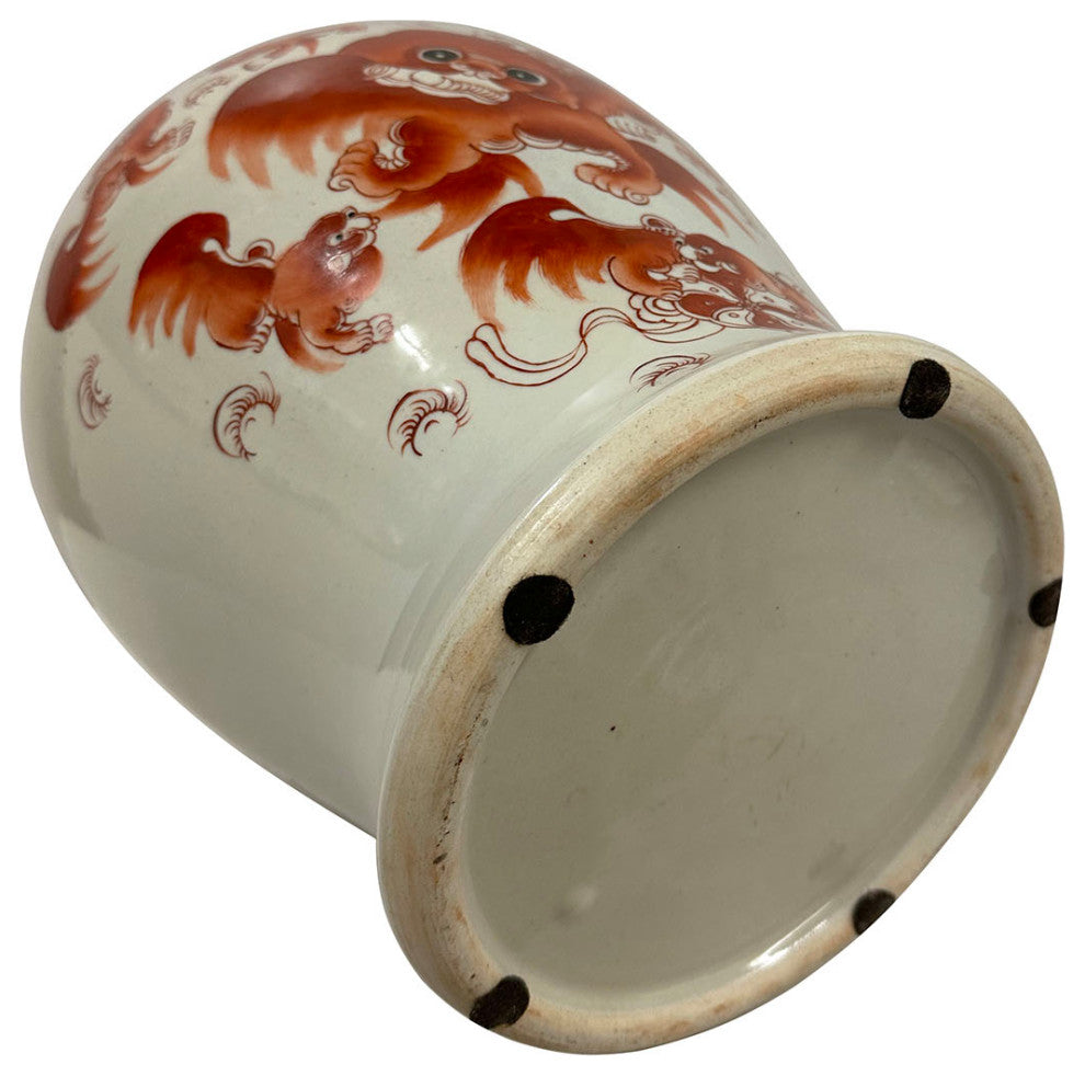 Consigned Early 20th Century Chinese Hand Painted FooDog Ginger Jar