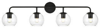 Genesis Four Light Bath Sconce in Black And Clear
