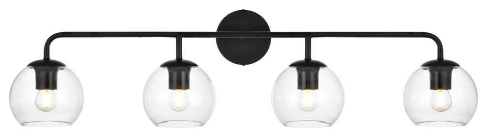 Genesis Four Light Bath Sconce in Black And Clear