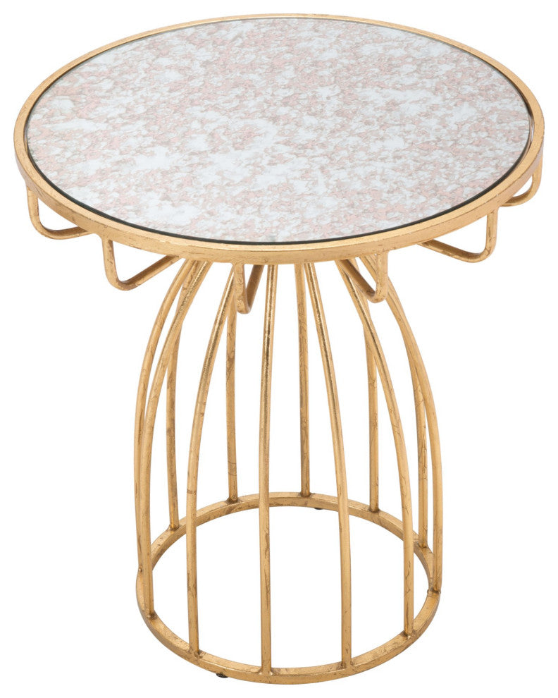Sofa Side Table, Round, Glass, Steel Metal, Gold, Lounge Cafe Lobby Hospitality