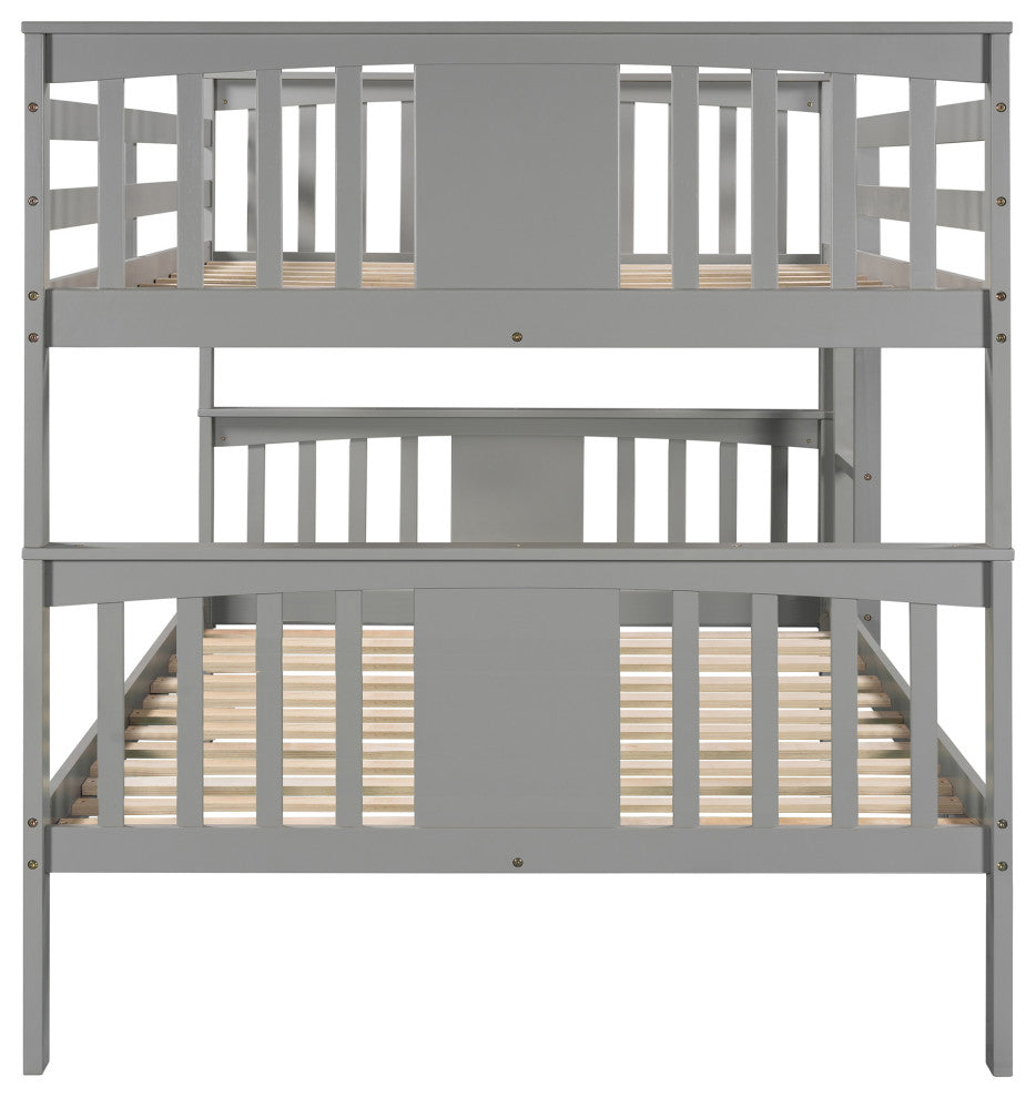 Gewnee Wood Full over Full Bunk Bed with Ladder in Gray