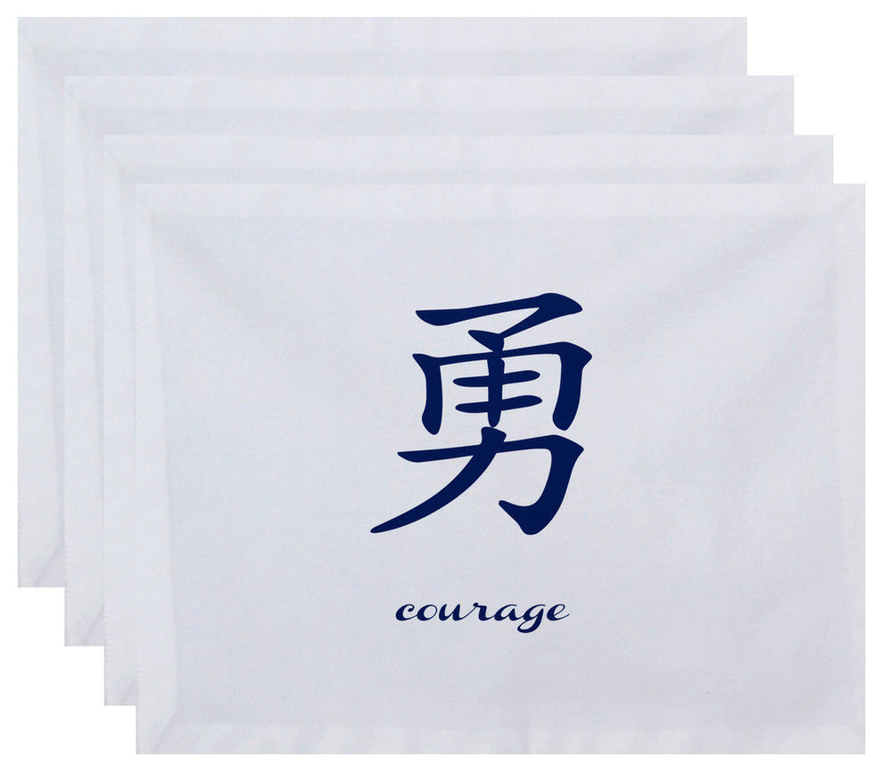 18"x14" Courage, Word Print Placemat, Blue, Set of 4