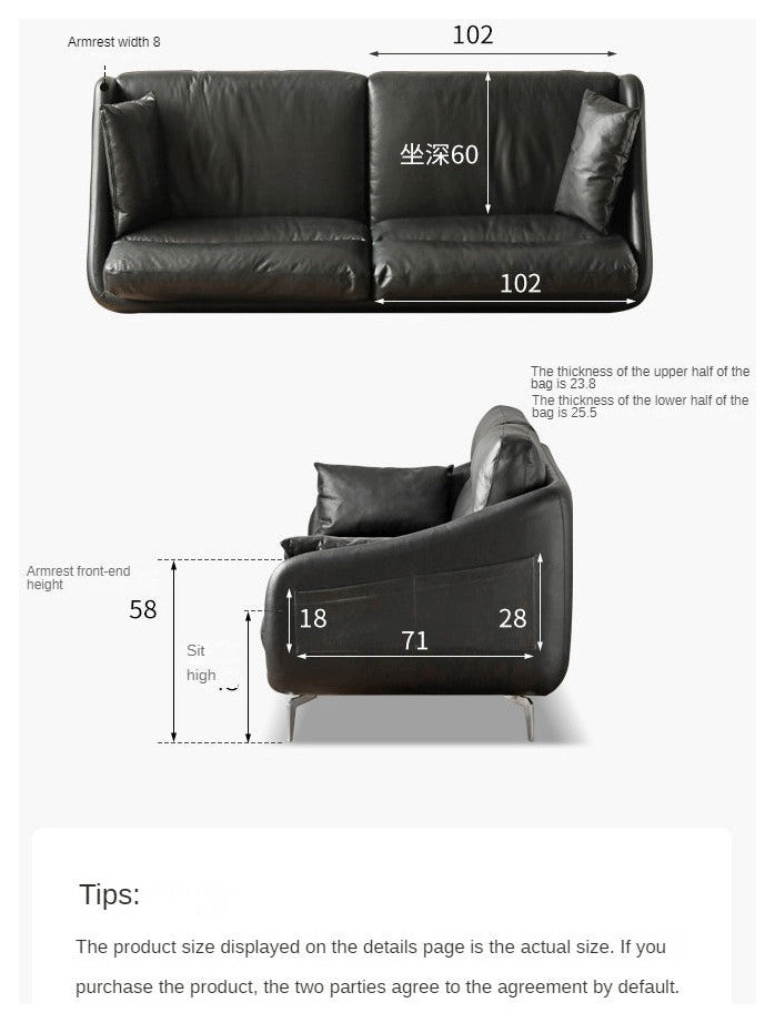 Leather Classic Sofa, Brown Yellow 4-Seater Sofa 110.2x38.2x36.6"