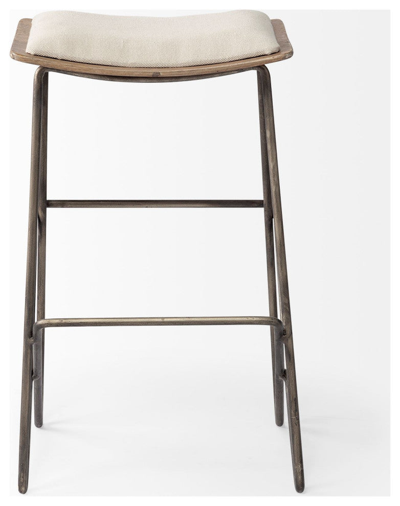 Katniss Cream Fabric Seat with Gold Metal Frame Counter Stool