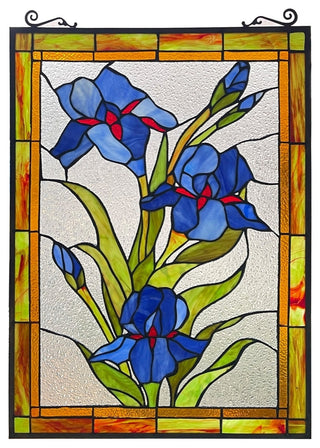 CHLOE Lighting CH8P030BF24-VRT BLUE SCARLETT- Stained Glass Window Panel