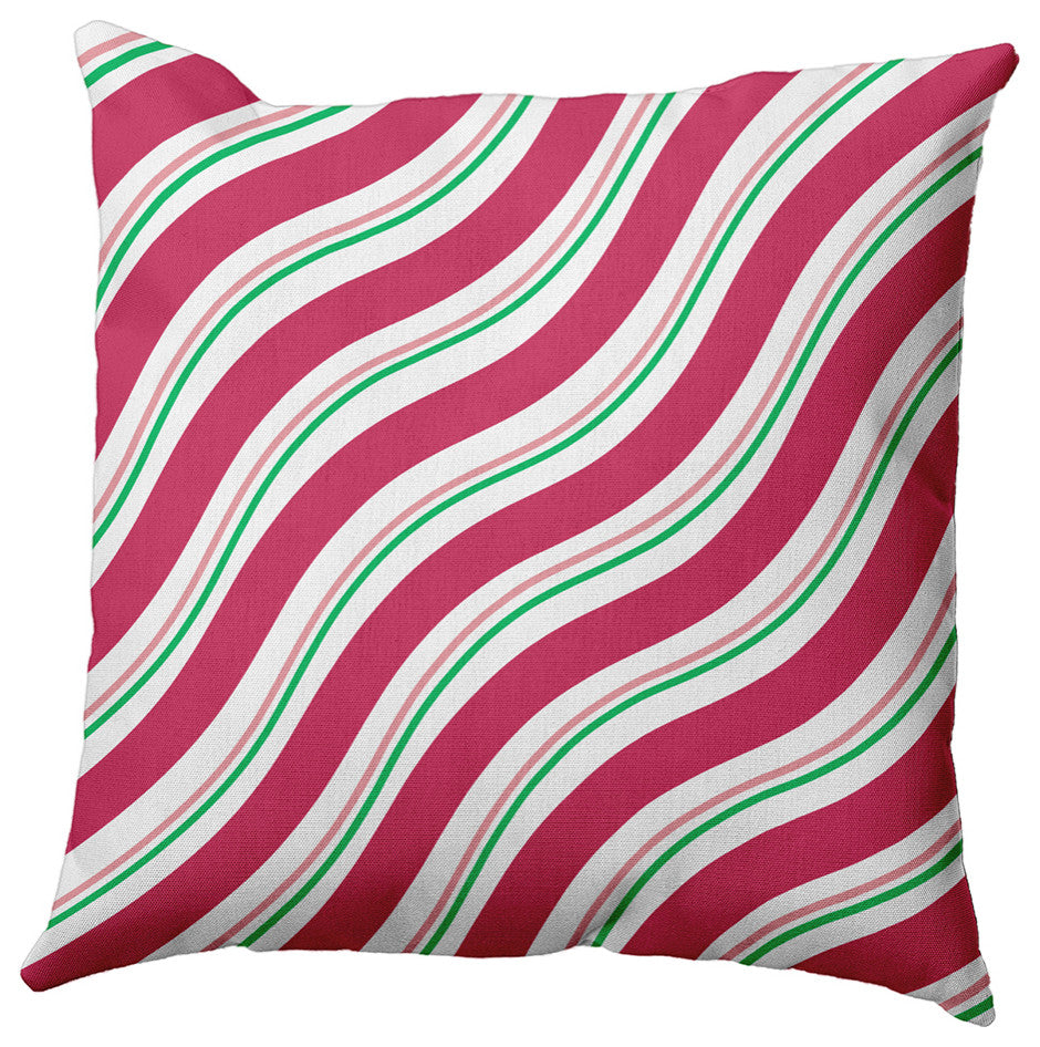 Candy Stripes Accent Pillow, Holiday Pink, 16"x16"