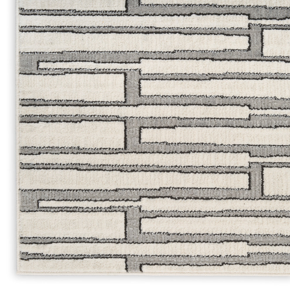 Nourison Nordic 2'' x 6'' Ivory Grey Scandinavian Indoor Rug