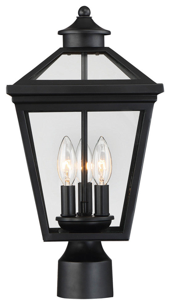 Ellijay 3-Light Outdoor Post Lantern, Black