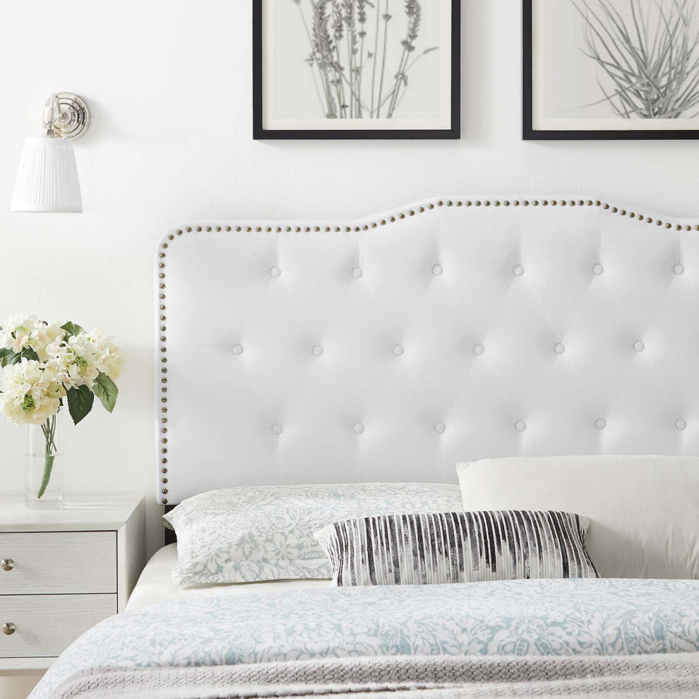 Tufted Headboard, Full Queen Size, Velvet, White, Modern Contemporary, Bedroom