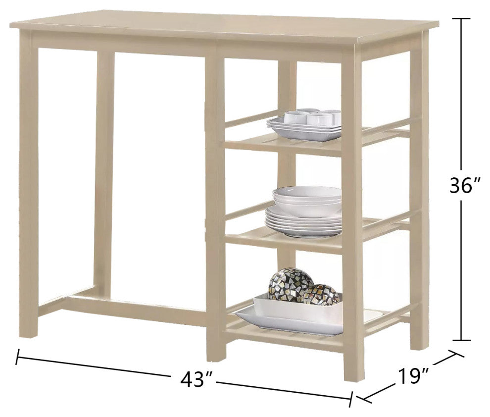 3-Piece Wood Counter Height Set, Buttermilk Finish