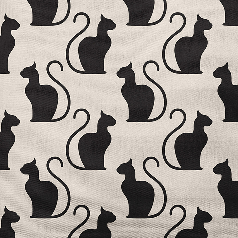 16" x 16" Spooky Cats Decorative Throw Pillow, Cream