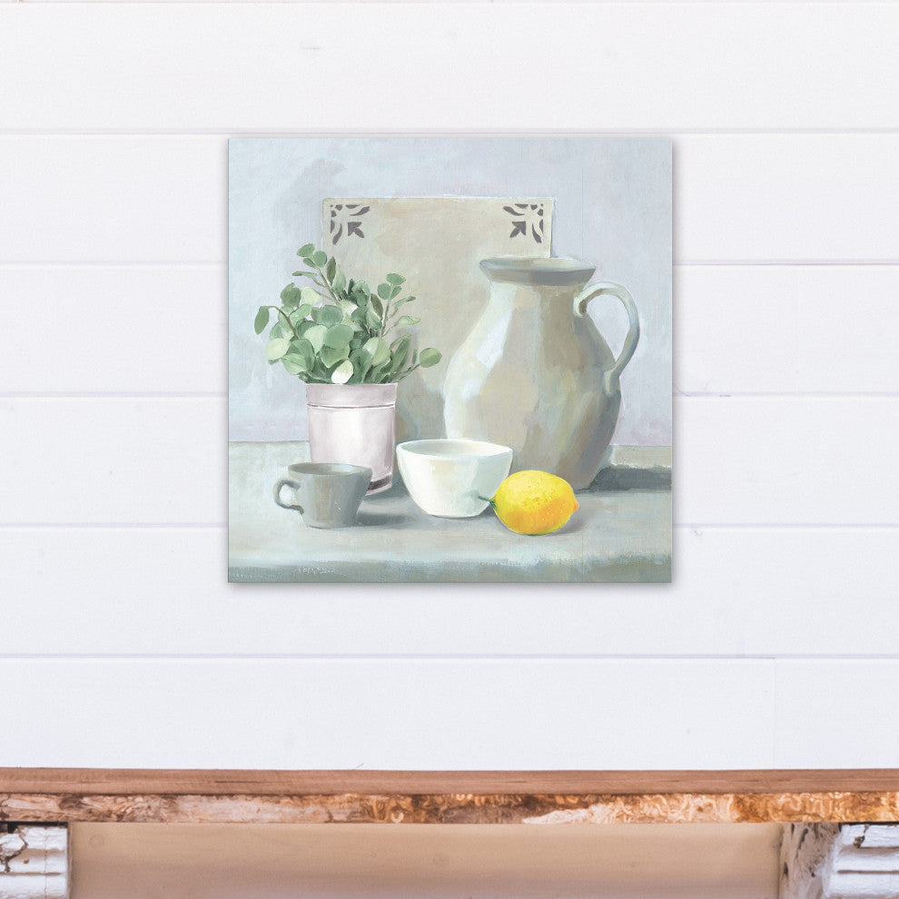 Lemon and Greens Still Life 20x20 Canvas Wall Art