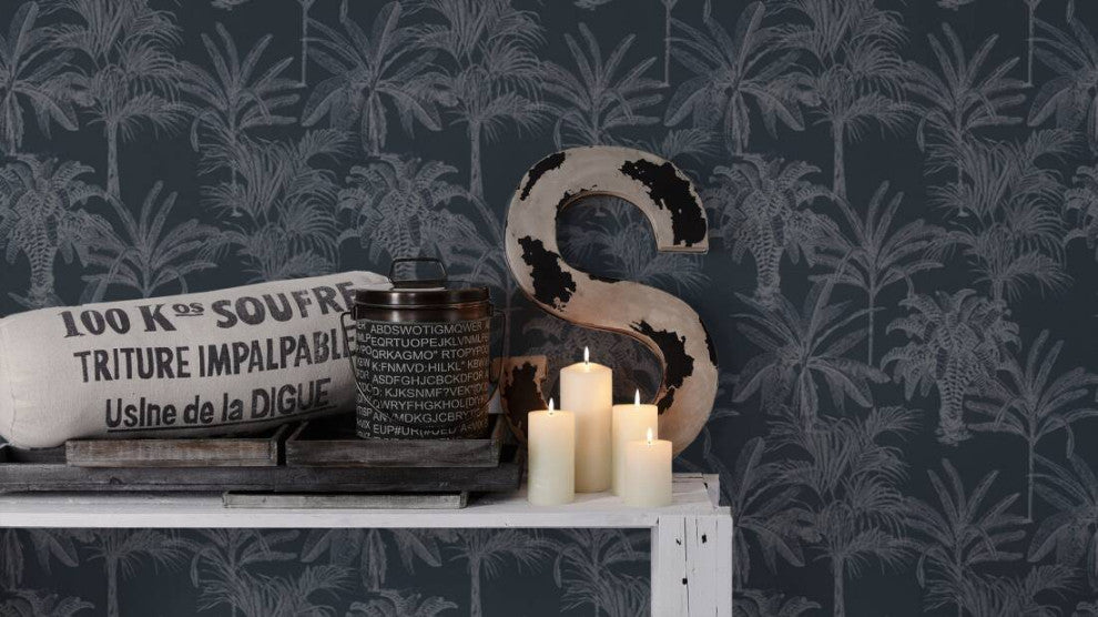 Textured Wallpaper Floral Featuring Palms Leaves, 379832