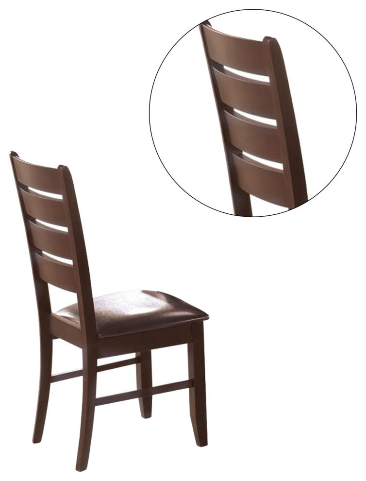 Set of 2 Slat Back Side Chairs, Cappuccino and Black