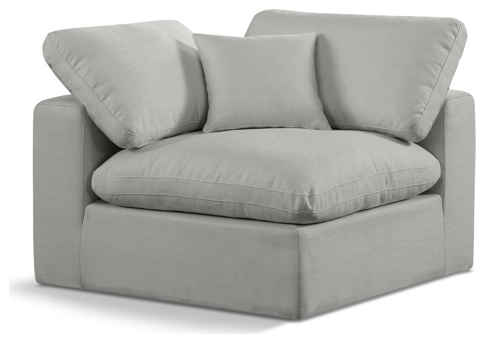 Comfy Beige Linen Textured Fabric Modular Chair, Grey, Linen Textured Fabric, Corner Chair