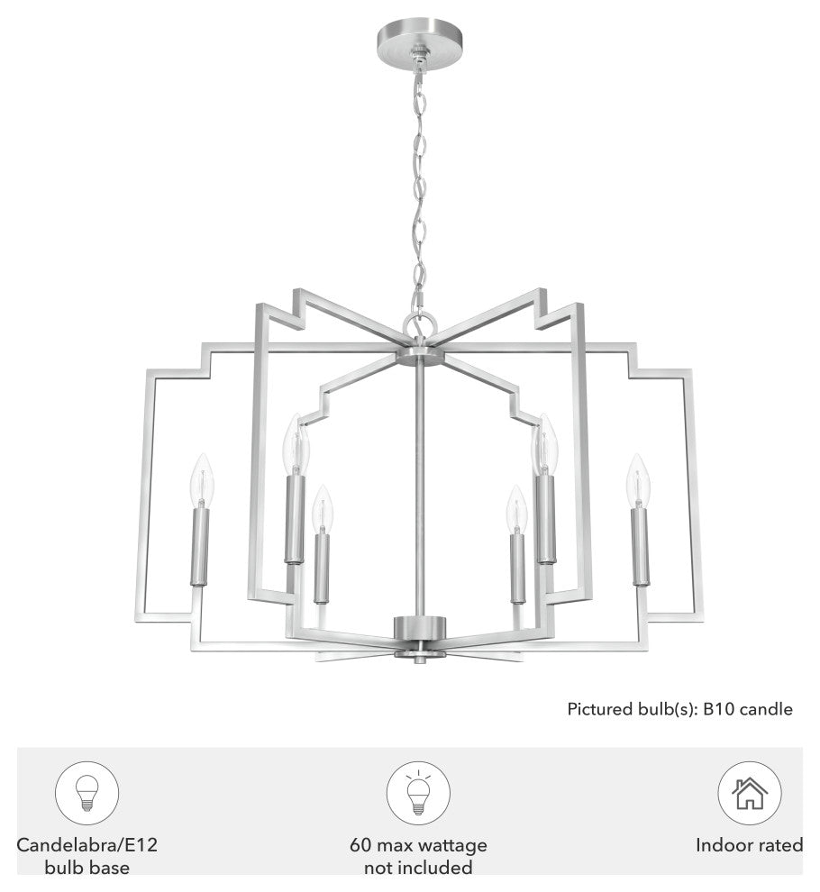 30" Zoanne Brushed Nickel 6-Light Chandelier
