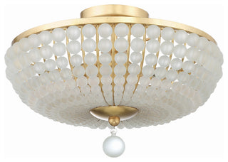 Bella 3-Light Antique Gold Ceiling Mount, Frosted Glass Beads