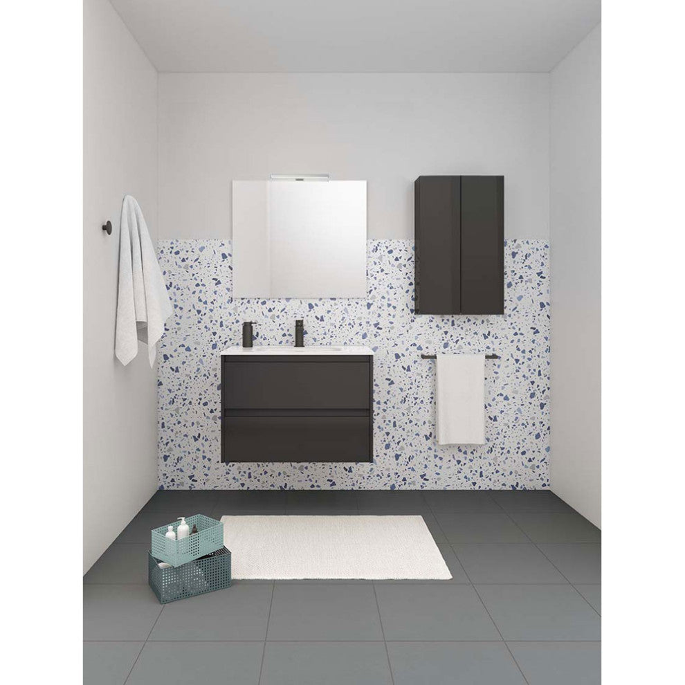 32" Wall-Mount 2 Drawers Anthracite Vanity Cabinet Sansa by Royo