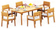 7-Piece Outdoor Teak Dining Set: 71" Rectangle Table, 6 Celo Stacking Arm Chairs