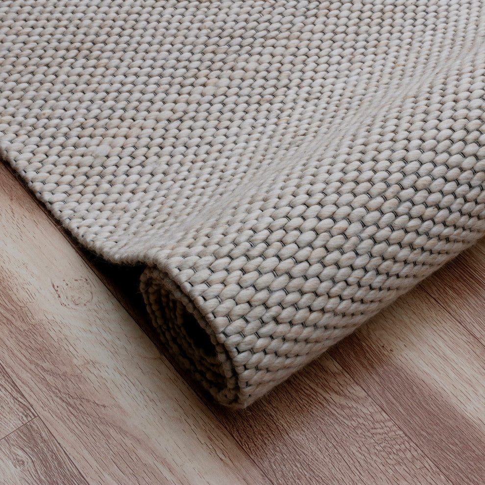Camden Ivory/Beige Transitional Solid Wool Indoor Area Rug, 9' x 12'